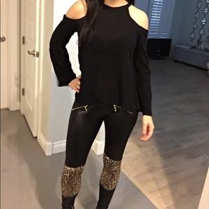 Women’s size small cutout shoulder black top